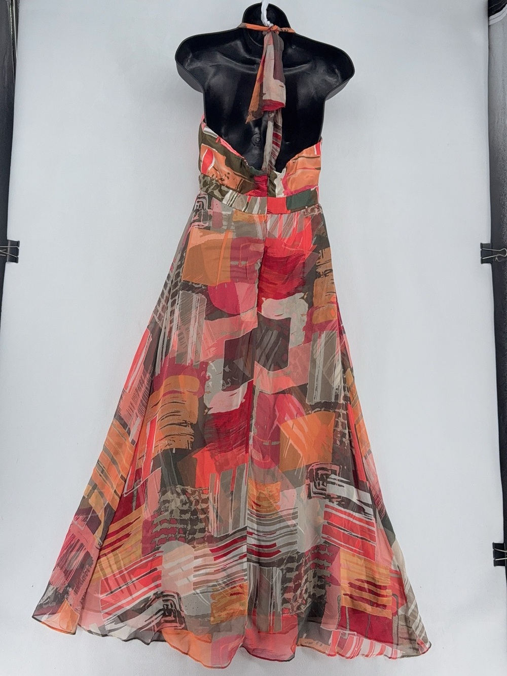 Y2K Robbie Bee 100% Silk Patchwork Halter Dress 6 - Picture 4 of 8